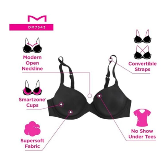 **Maidenform**Women's One Fab Fit Modern Demi Underwire T-Shirt Bra 34DD NWOT - Picture 4 of 6